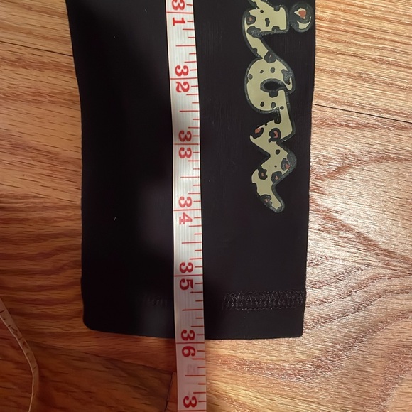 Champion black leggings with cheetah bring wait and wording comfy leggings soft - Picture 6 of 11